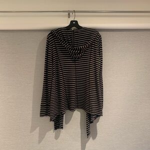 Striped Black and White Hooded Cardigan